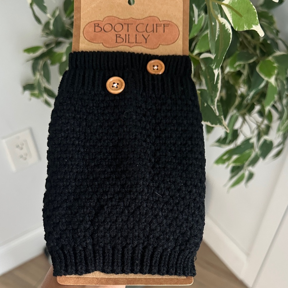 C.C Black Boot Cuff with Button Detail